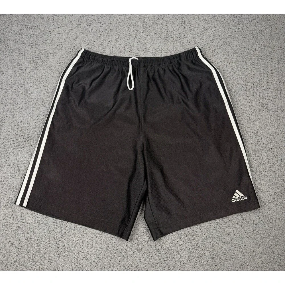 Vintage Adidas Shorts Mens L Black Satin Shiny Dazzle Glanz 90s Y2K Gym Casual